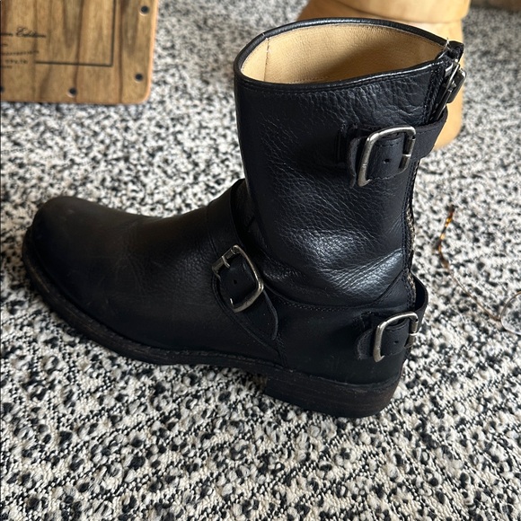 Veronica Frye Boots Black Leather Motorcycle 8 1/2 EUC 76603 - Picture 4 of 6